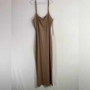 NEW Open Edit S Tan Gold Spaghetti Strap Maxi Slip Dress
